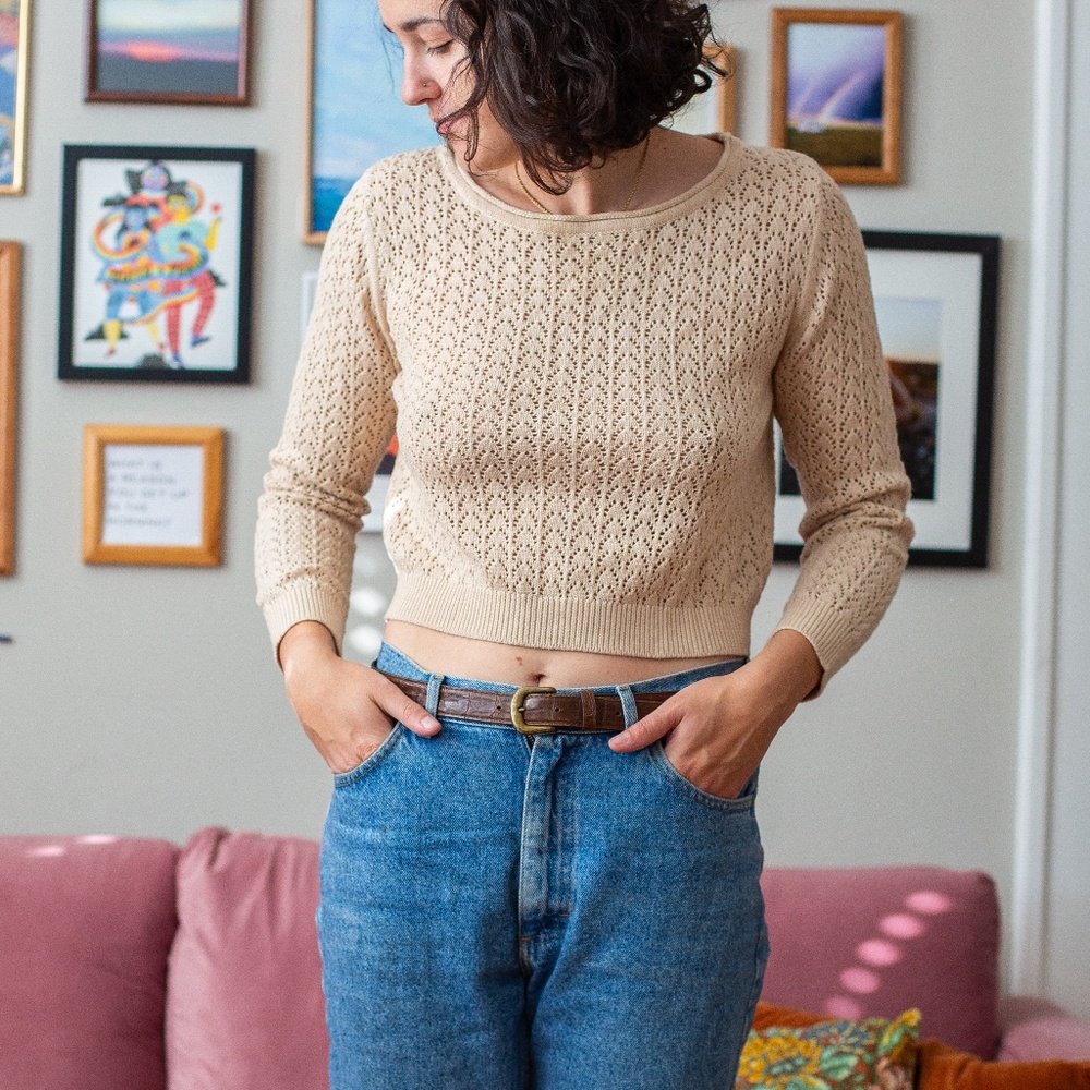 Off-White Cropped Knit Sweater